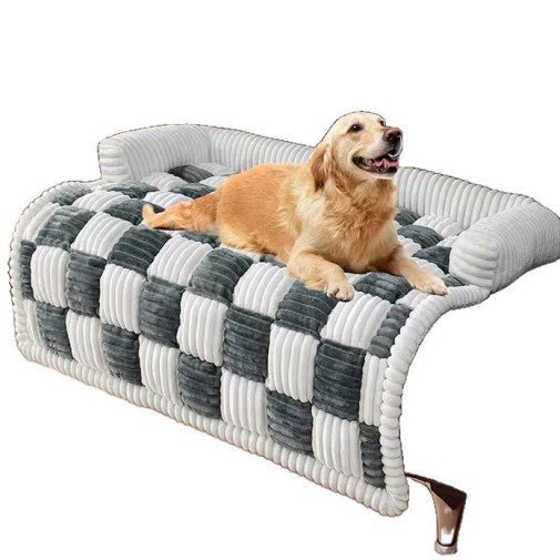 Coussin Matelassé en Peluche pour Chien - Motif Damier Vert Pomme