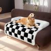 Coussin Matelassé en Peluche pour Chien - Motif Damier Vert Pomme